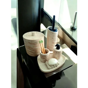 Trust Stone Mermer Desen Tam Beton Banyo Seti Tuvalet Wc Sıvı Sabunluk Diş Fırçalığı Aksesuar Takım,tepsi,havluluk,mumluk