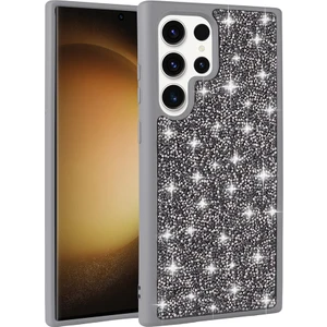 Galaxy S25 Ultra Kılıf Parlak Taşlı Tasarım Iksp Pırlanta Kapak - Gri