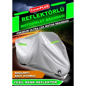 Honda NX500 Arka Çanta Uyumlu Motor Brandası Motosiklet Branda Yeşil Reflektörlü-Gri