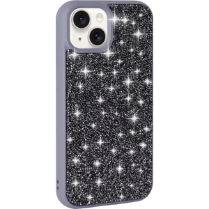 Apple iPhone 15 Kılıf Parlak Taşlı Tasarım Iksp Pırlanta Kapak-Gri