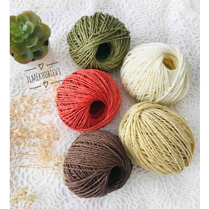 Kağıt İp 5li Set Örgü İpi 250 gr Turuncu-Haki-Hasır-Kahverengi-Krem(50şer  gr)(%100 Paper)