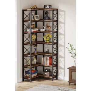 Modern ve Şık Tasarımlı 7 Katlı Köşe Kitaplık ve Depolama Rafı