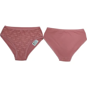 Kadın 3'lü Paket Önü Dantelli Külot Arkası Pamuk Düz Renk Külot Rahat ve Nefes Alan Iç Çamaşırı
