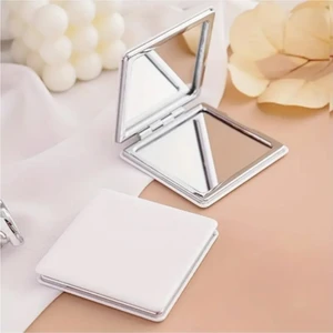 Mini Kare Taşınabilir Kompakt Ayna,deri Kapaklı Büyüteçli Cep Boy,çanta Boy Makyaj Aynası