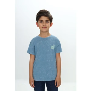 Erkek Çocuk Yıkamalı Göğsü Baskılı Tişört