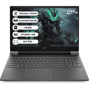 Hp Victus 7Z600EA Amd R7 7840HS 32GB 1tb SSD RTX4060-8GB Freedos 16.1" Fhd 144Hz Taşınabilir Bilgisayar