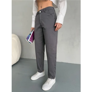 Yüksek Bel Likralı Esnek Mom Pantolon