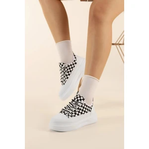 Kadın Yüksek Taban Hafif Rahat Taban Keten Günlük Bağcıklı Kadın Sneaker Spor Ayakkkabı