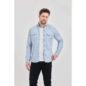 YXC Trend Maker Erkek Mint Slim Fit Dar Kalıp Pamuklu Kot Gömlek