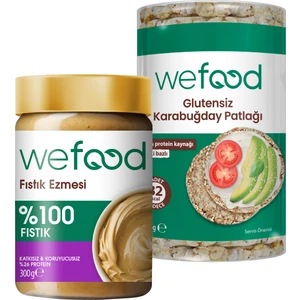 Şekersiz Sade %100 Fıstık Ezmesi 300 gr +Wefood Karabuğday Patlağı 100 gr 3'lü