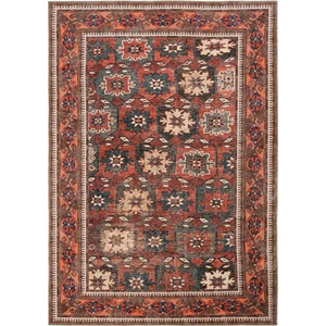 Cool Halı Private Bordo Halı Etnik Desenli Otantik Dokuma Şönil Yıkanabilir Eskitme Vintage Salon Halısı