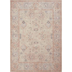 Cool Halı Private Krem Eskitme Vintage Yolluk Etnik Desenli Otantik Şönil Yıkanabilir Salon Halısı