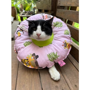 Kedi ve K.ırk Köpek Boyunluk-Elizabeth Yakalık Operasyon Boyunluk-Kedi Boyun Yastığı (Pembe Safari)