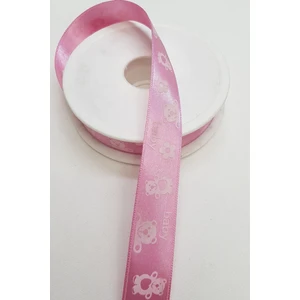 Pembe Baby Baskılı Saten Kurdele 2,5cm