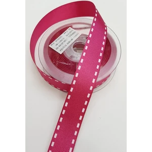 Fuşya Şeritli Baskılı Grogren Kurdele 2,5cm