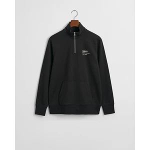 Erkek Siyah Regular Fit Yarım Fermuarlı Logolu Sweatshirt 2067023.5