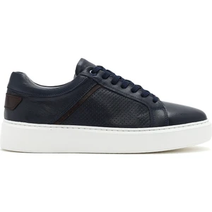 Erkek Lacivert Bağcıklı Deri Sneaker 25SFD750818