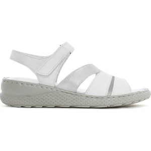 Kadın Beyaz Bantlı Deri Comfort Sandalet 25SFD321814