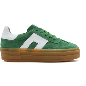 Kadın Yeşil Bağcıklı Süet Deri Sneaker 25SFD371710