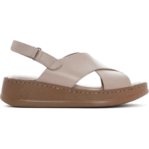 Kadın Vizon Bantlı Kalın Tabanlı Deri Comfort Sandalet 25SFD321718