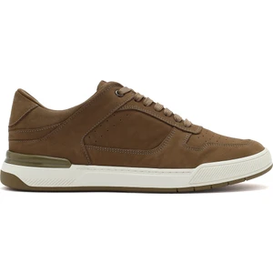 Erkek Bej Bağcıklı Nubuk Deri Sneaker 25SFD6114V3