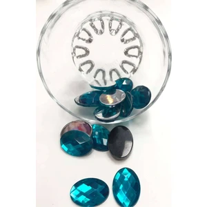 Hayalperest Boncuk Oval Turkuaz Plastik Dikme Taş 10 Adet