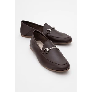 F03 Kahve Cilt Hakiki Deri Kadın Loafer Ayakkabı