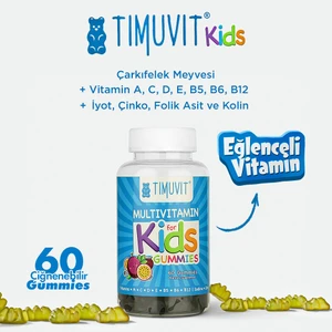 Multivitamin For Kids | Çocuklar Için Vitamin C, D3 ve Çinko İçeren 60 Çiğnenebilir Gummy