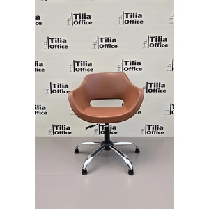 Monaco Çalışma Bekleme Koltuğu Kahverengi Krom Sabit Yonca Ayak