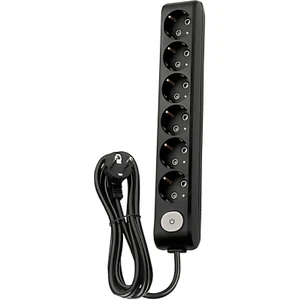 | Altılı Grup Priz, Anahtarlı Topraklı - Çocuk Korumalı Çoğaltıcı Priz, 6'lı, 1 M, Siyah