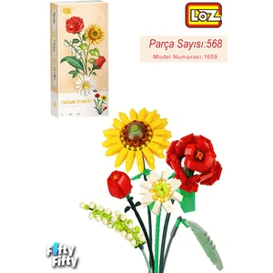 Loz Dekoratif ve Koleksiyonluk Çiçek Buketi 568 Parça Çiçek Modeli Yapım Seti FFLZ-1659