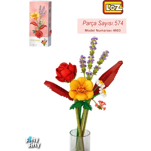 Loz Dekoratif ve Koleksiyonluk Çiçek Buketi 574 Parça Çiçek Modeli Yapım Seti FFLZ-4603