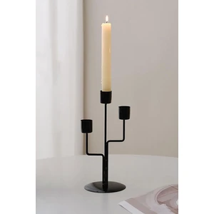 3 Lü Metal Asimetrik Siyah Şamdan Dekoratif Mumluk CIN994SY