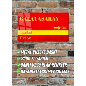 Galatasaray Metal Posteri - Sokak Tabelası Görünümlü Parlak Tablo