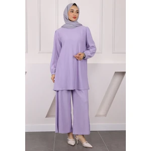 İmaj Butik Lila Bürümcük Tunik Pantolonlu Takım