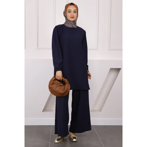 Lacivert Bürümcük Tunik Pantolonlu Takım