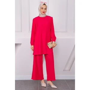 İmaj Butik Fuşya Bürümcük Tunik Pantolonlu Takım