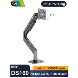 DS160 22 "-40" LCD Aluminyum Monitör Tutucu Kol Amortisörlü Vesa Monitör Standı Max 15 kg