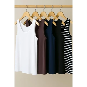 5 Adet A Kesim Rahat Kalıp Basic Kalın Askılı Atlet Tişört