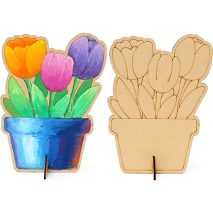 Bir Lazer Sevimli Laleler Saksıda Boyama Aktivite Sanat Okul Öncesi Anaokulu Kreş Etkinlik 13X10 cm