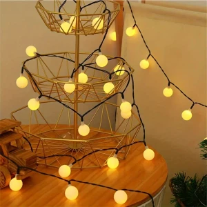 5 Metre 28 LED Fişli Gün Işığı Mini Top LED Balkon Bahçe Ev Ofis Iç-Dış Mekan Dekoratif Süsleme LED