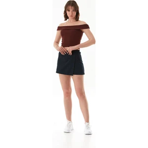 Gabardin Yandan Fermuarlı Şort Etek