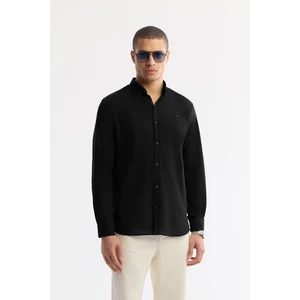 Avva Erkek Siyah Düğmeli Yaka %100 Pamuk Regular Fit Gömlek A51Y2206