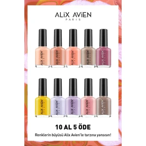 Alix Avien Yüksek Pigmentli Uzun Süre Kalıcı Hızlı Kuruma Sağlayan Parlak Bitişli Oje 10'lu Nail Lacquer Set 02