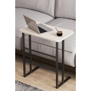 Metal Ayaklı Laptop Sehpası Koltuk Sehpası Kahvaltı Masası Çalışma Sehpası - Krem