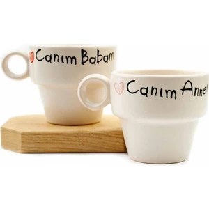 Canım Annem & Canım Babam 2'li Espresso Bardak Seti - Hediye Seramik Fincan