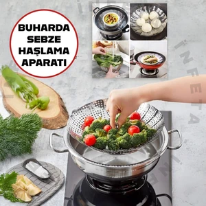 Paslanmaz Buharda Sebze Haşlama Sepeti Katlanabilir Tencere Içi