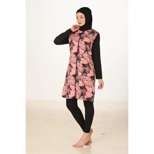 Tam Kapalı Desenli Paraşüt Kumaş Tesettür Mayo 3446