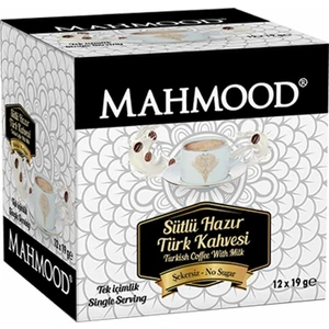 Mahmood Coffee Sütlü Şekersiz Hazır Türk Kahvesi 12 Adet X 19 gr