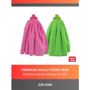 Premium Havlu Yedek Mop 2'li Set